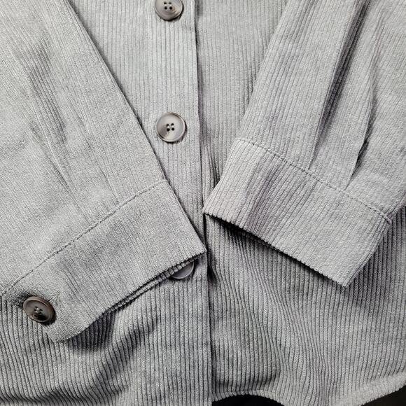 Davi & Dani Gray Wide Wale Corduroy with Southwestern Yoke Shacket size 1XL - Picture 14 of 16